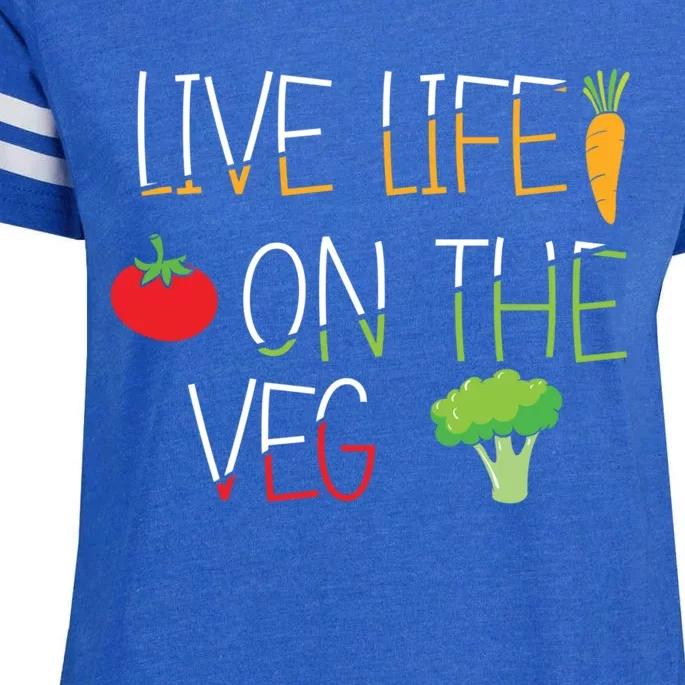 Vegetables Vegetarian Vegan Live Life On The Veg Great Gift Enza Ladies Jersey Football T-Shirt