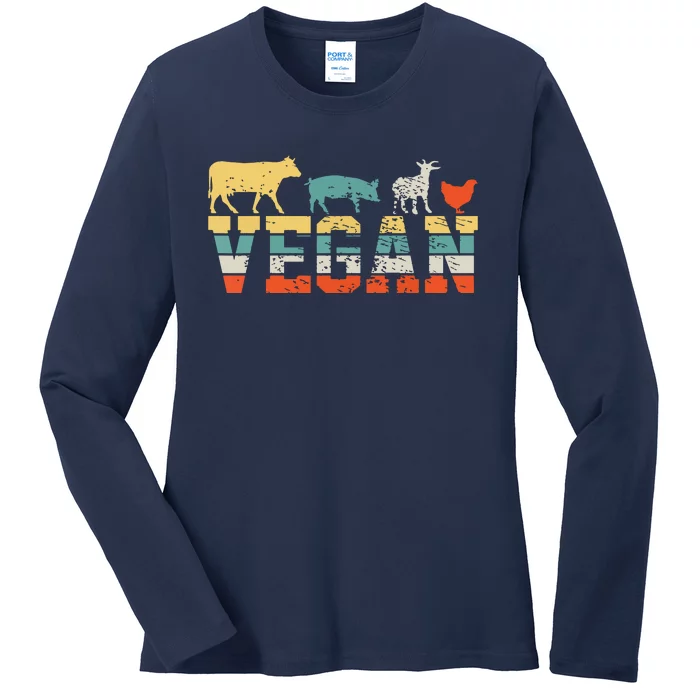 Vegan Vintage Ladies Long Sleeve Shirt