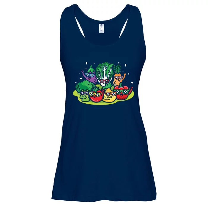 Veggie Vegetables Vegan Vegetarian Funny Veggies Sunglasses Ladies Essential Flowy Tank