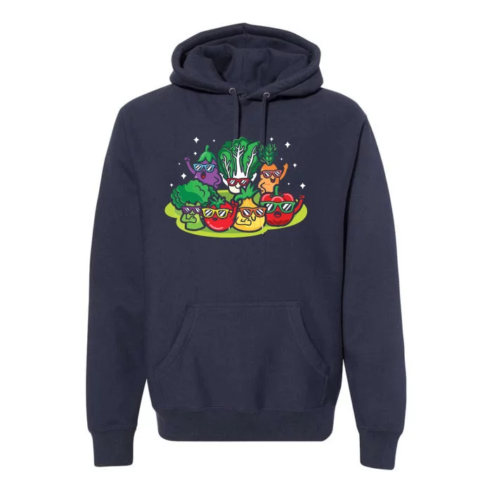 Veggie Vegetables Vegan Vegetarian Funny Veggies Sunglasses Premium Hoodie