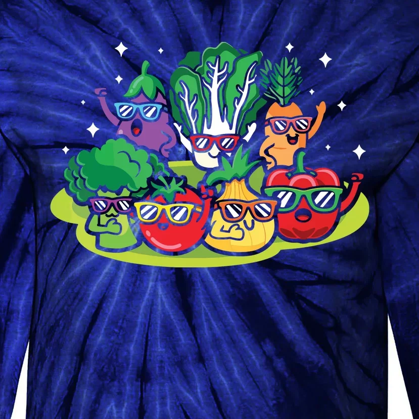 Veggie Vegetables Vegan Vegetarian Funny Veggies Sunglasses Tie-Dye Long Sleeve Shirt