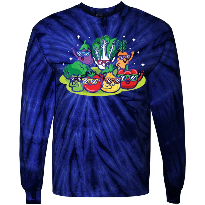 Veggie Vegetables Vegan Vegetarian Funny Veggies Sunglasses Tie-Dye Long Sleeve Shirt