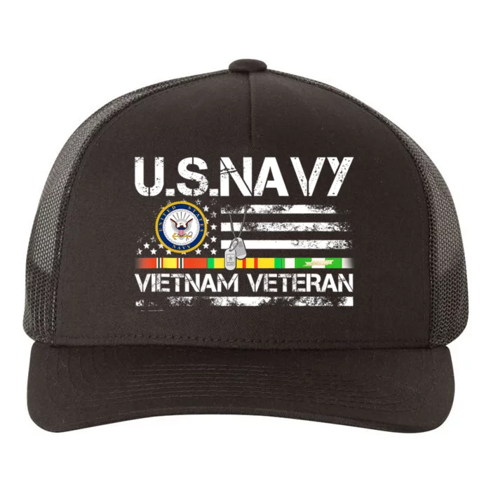 Vietnam Veteran Vintage US Flag Military Vet Gift Yupoong Adult 5-Panel Trucker Hat