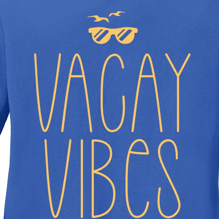 Vacay Vibe Vacationer Summer Sun Beach Vacation Holiday Gift Ladies Long Sleeve Shirt