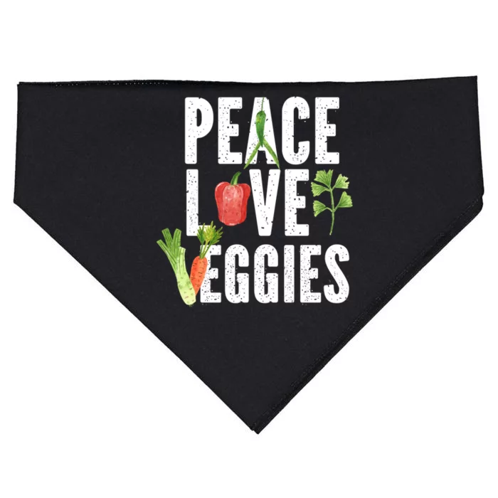 Vegan Vegetarian Veganism Vegetable Lover Peace Love Veggies Great Gift USA-Made Doggie Bandana