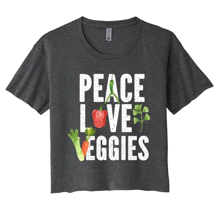 Vegan Vegetarian Veganism Vegetable Lover Peace Love Veggies Great Gift Women's Crop Top Tee