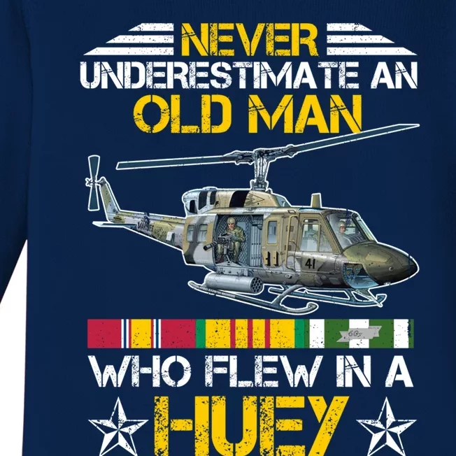 Vietnam Veteran Vet Uhfunny Gift1 Huey Helicopter Gift Baby Long Sleeve Bodysuit