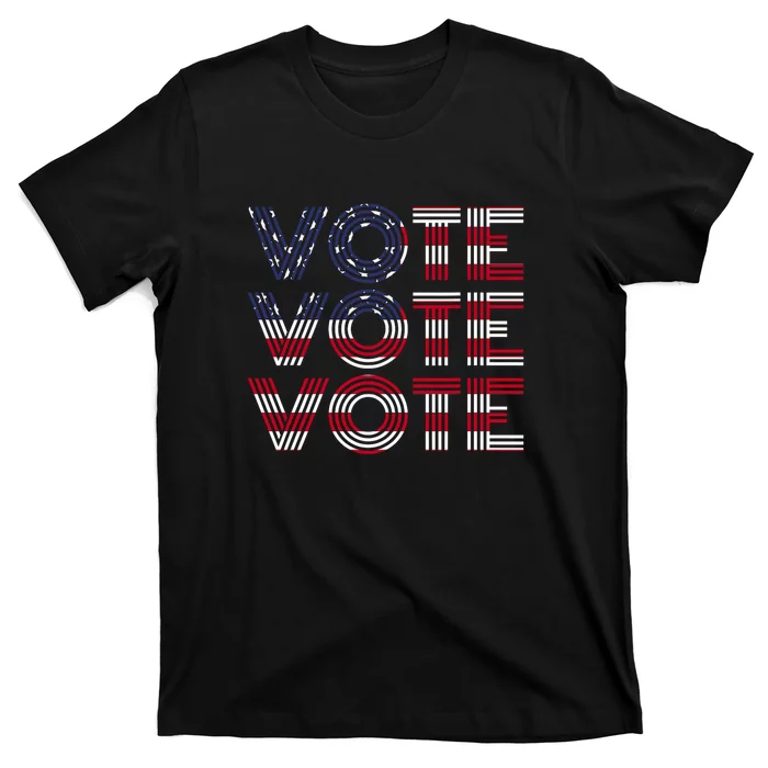 Vote Vote Vote Flag America Retro Election Simple Design T-Shirt