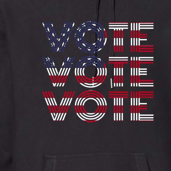 Vote Vote Vote Flag America Retro Election Simple Design Premium Hoodie