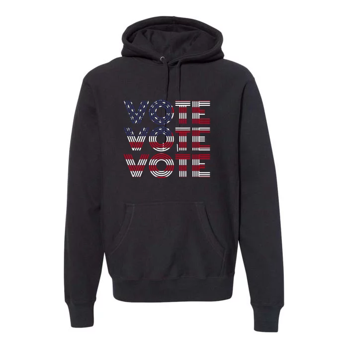 Vote Vote Vote Flag America Retro Election Simple Design Premium Hoodie