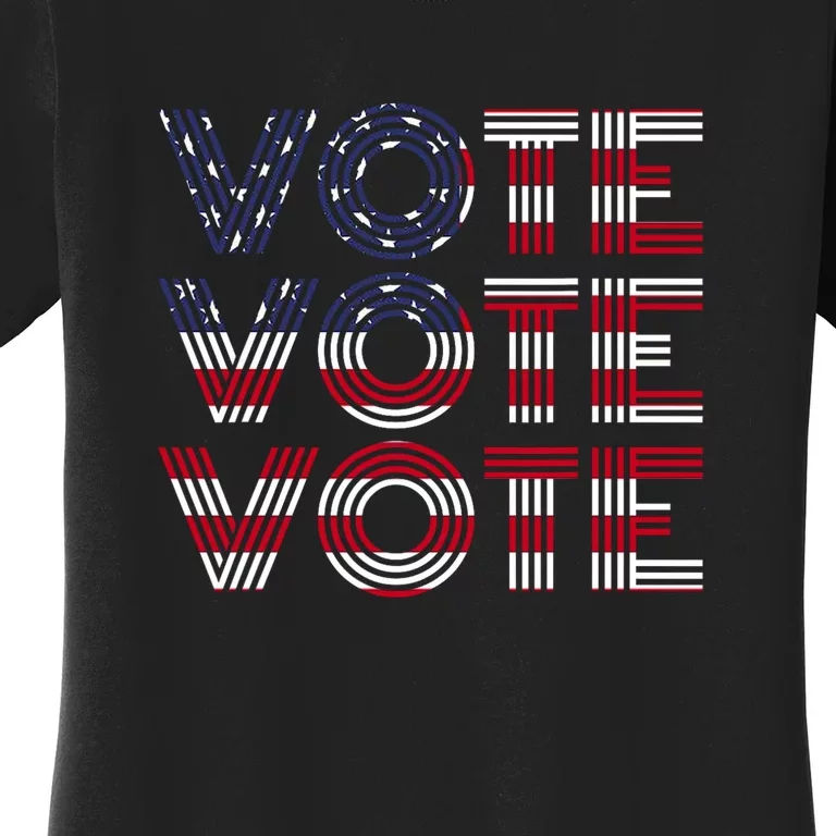 Vote Vote Vote Flag America Retro Election Simple Design Women's T-Shirt