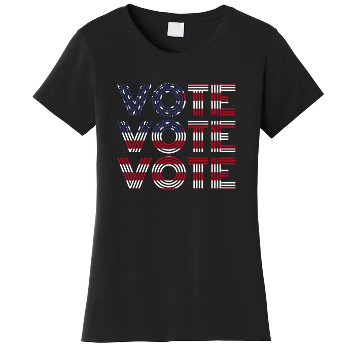 Vote Vote Vote Flag America Retro Election Simple Design Women's T-Shirt