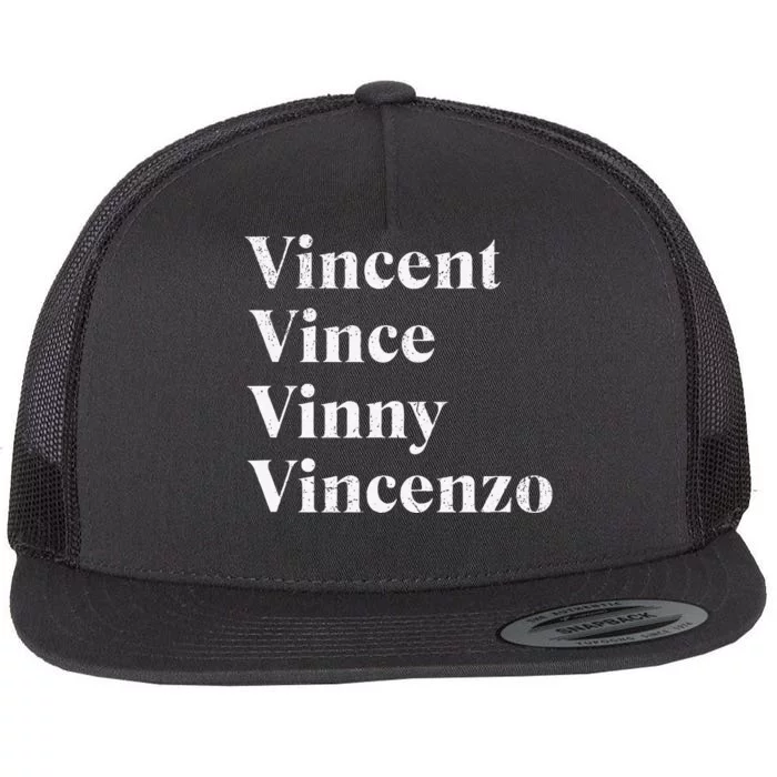 Vincent Vince Vinny Vincenzo Nickname Flat Bill Trucker Hat