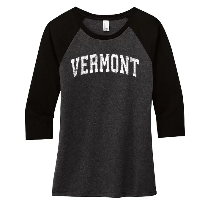 Vermont Vintage Varsity Sports Text Women's Tri-Blend 3/4-Sleeve Raglan Shirt