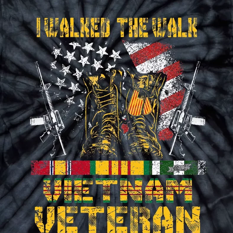 Vietnam Veteran With Us Flag With Combat Boots Tie-Dye T-Shirt