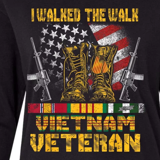 Vietnam Veteran With Us Flag With Combat Boots Patriotic Womens Cotton Relaxed Long Sleeve T-Shirt