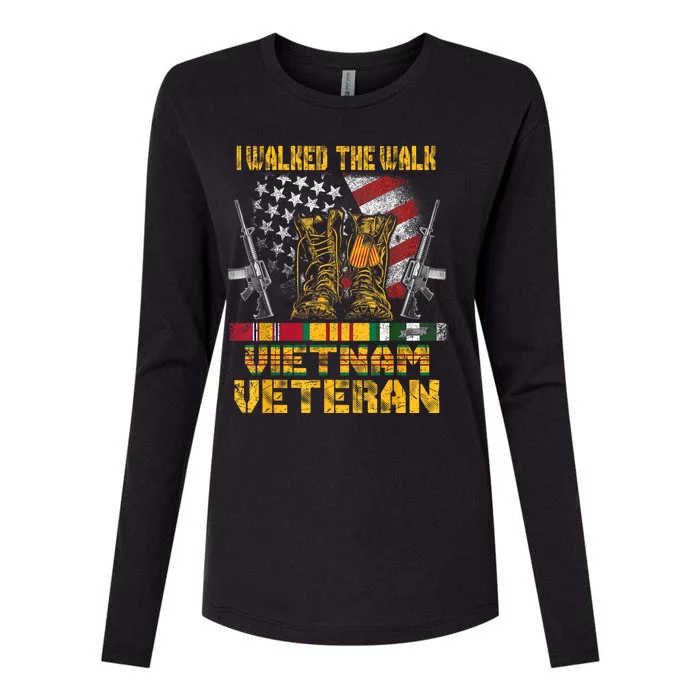 Vietnam Veteran With Us Flag With Combat Boots Patriotic Womens Cotton Relaxed Long Sleeve T-Shirt