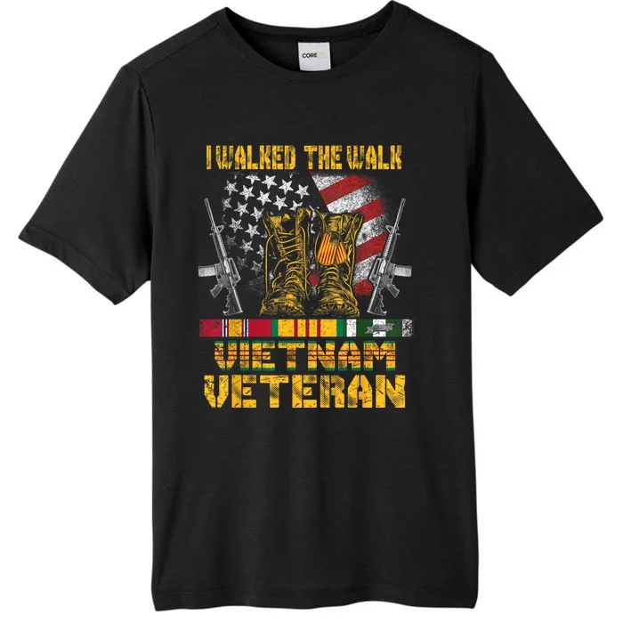 Vietnam Veteran With Us Flag With Combat Boots Patriotic ChromaSoft Performance T-Shirt