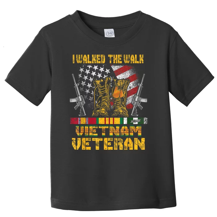 Vietnam Veteran With Us Flag With Combat Boots Patriotic Toddler T-Shirt