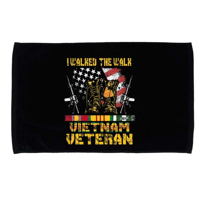 Vietnam Veteran With US Flag With Combat Boots Patriotic Microfiber Hand Towel