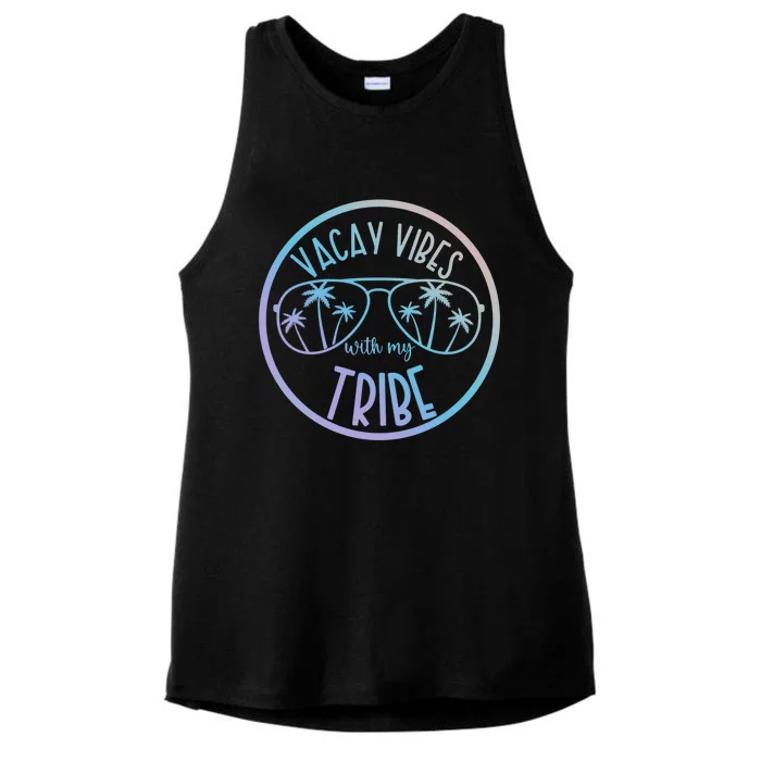 Vacay Vibes With My Tribe Hawaii Beach Vacation Gift Ladies Tri-Blend Wicking Tank