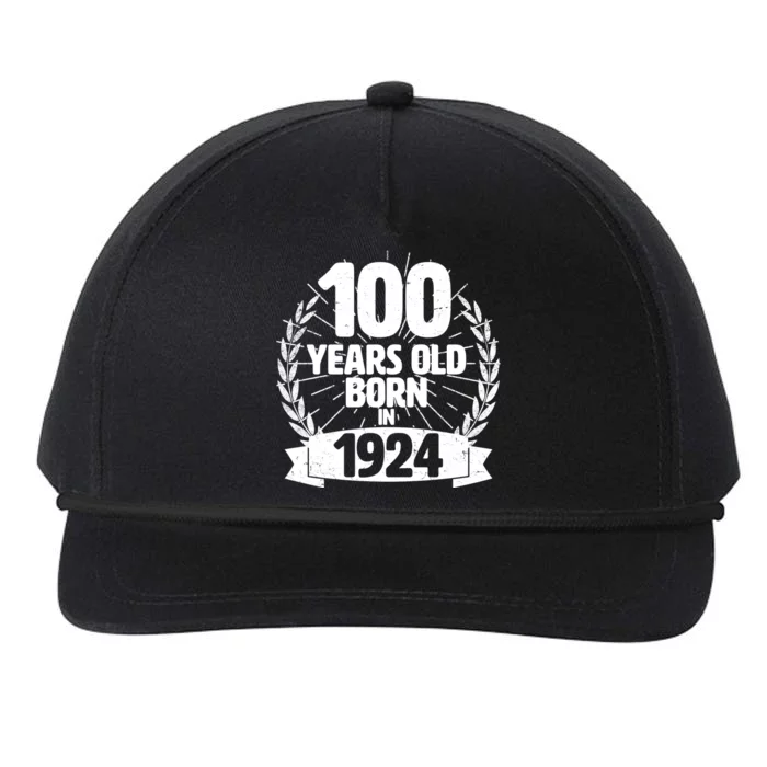 Vintage Wreath 100 Years Old Born In 1924 Birthday Snapback Five-Panel Rope Hat