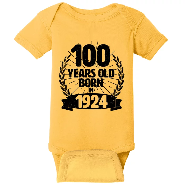 Vintage Wreath 100 Years Old Born In 1924 Birthday Baby Bodysuit