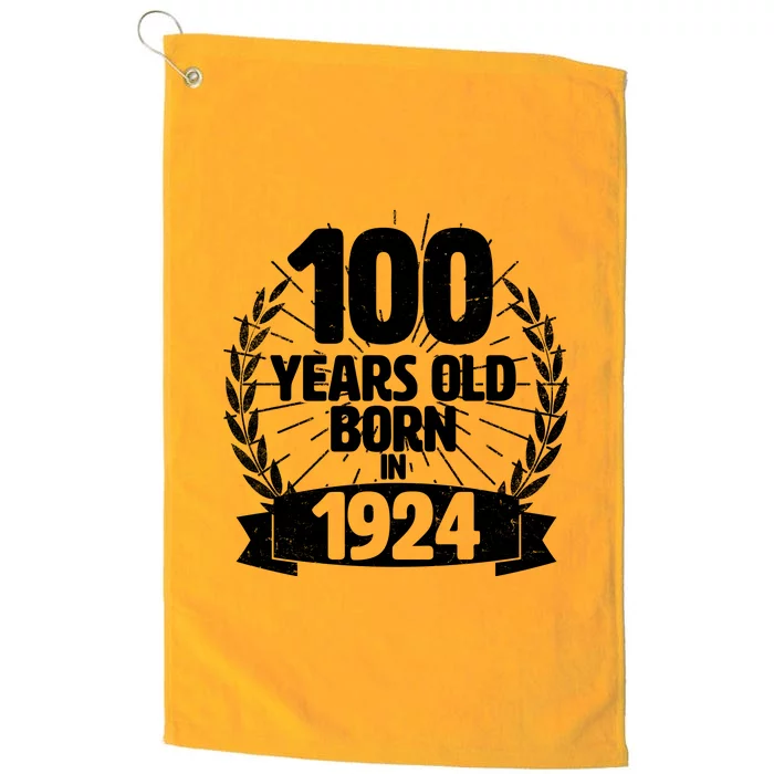 Vintage Wreath 100 Years Old Born In 1924 Birthday Platinum Collection Golf Towel