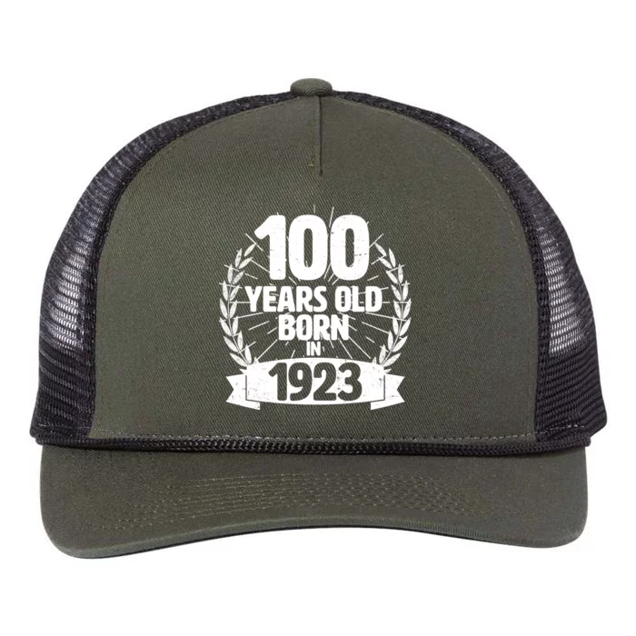 Vintage Wreath 100 Years Old Born In 1923 Birthday Retro Rope Trucker Hat Cap