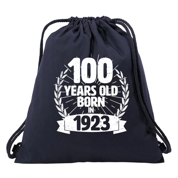 Vintage Wreath 100 Years Old Born In 1923 Birthday Drawstring Bag