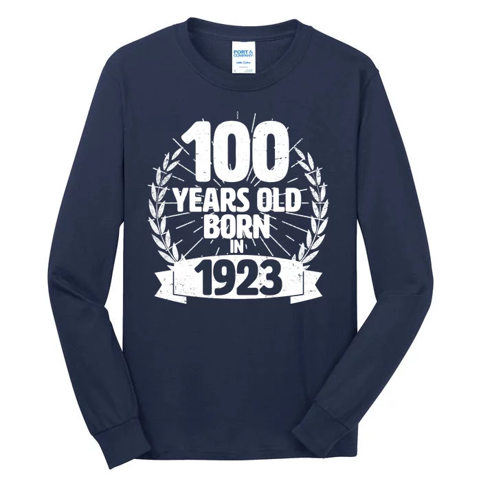 Vintage Wreath 100 Years Old Born In 1923 Birthday Tall Long Sleeve T-Shirt