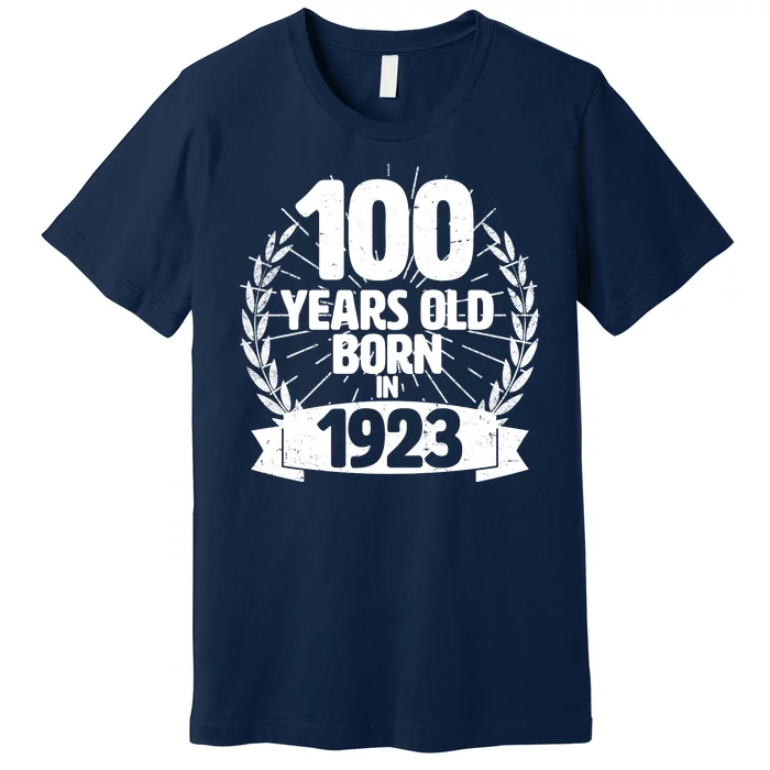 Vintage Wreath 100 Years Old Born In 1923 Birthday Premium T-Shirt