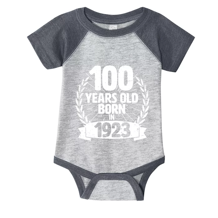 Vintage Wreath 100 Years Old Born In 1923 Birthday Infant Baby Jersey Bodysuit