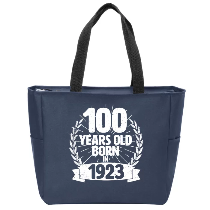 Vintage Wreath 100 Years Old Born In 1923 Birthday Zip Tote Bag