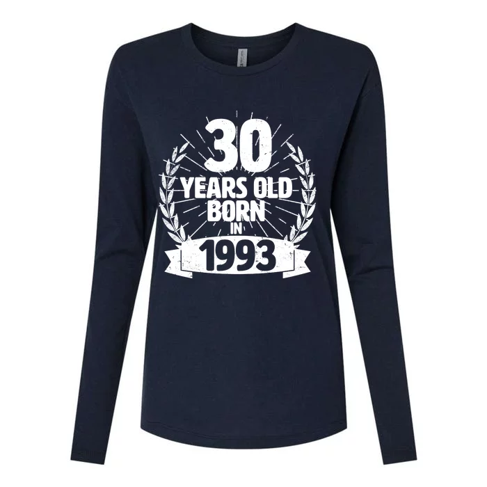 Vintage Wreath 30 Years Old Born In 1993 Birthday Womens Cotton Relaxed Long Sleeve T-Shirt