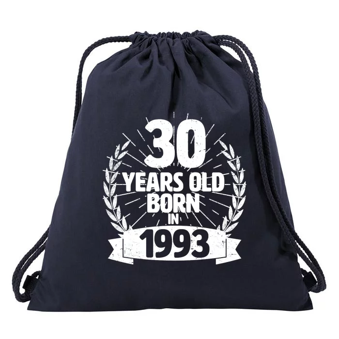 Vintage Wreath 30 Years Old Born In 1993 Birthday Drawstring Bag