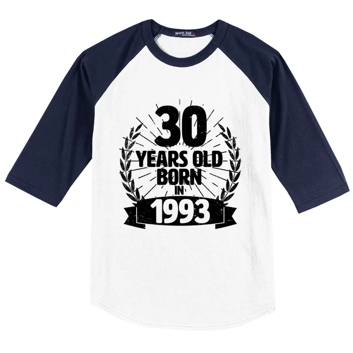 Vintage Wreath 30 Years Old Born In 1993 Birthday Baseball Sleeve Shirt