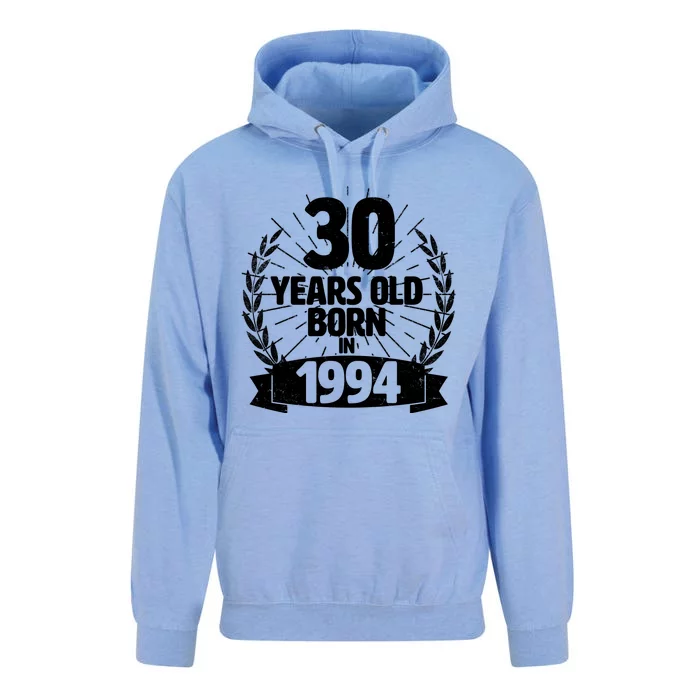 Vintage Wreath 30 Years Old Born In 1994 Birthday Unisex Surf Hoodie