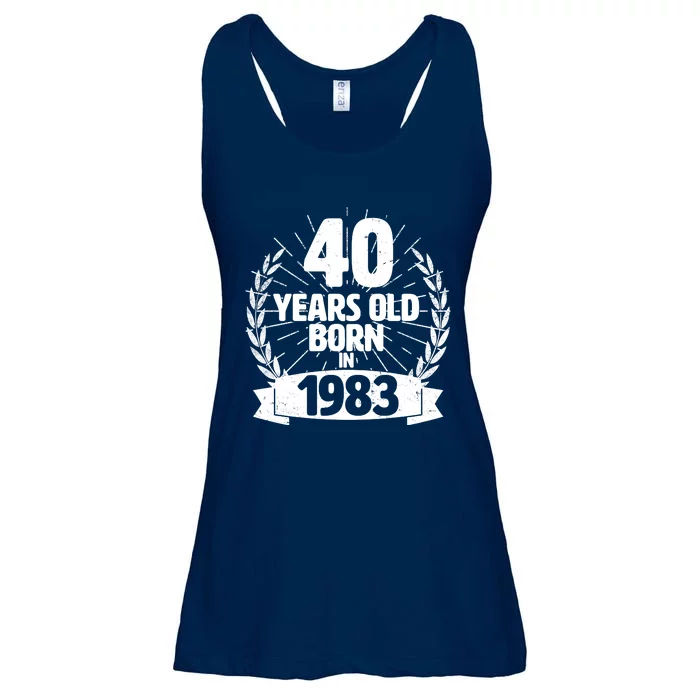 Vintage Wreath 40 Years Old Born In 1983 Birthday Ladies Essential Flowy Tank