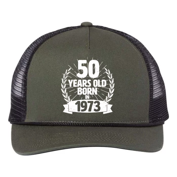 Vintage Wreath 50 Years Old Born In 1973 Birthday Retro Rope Trucker Hat Cap