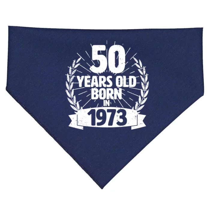 Vintage Wreath 50 Years Old Born In 1973 Birthday USA-Made Doggie Bandana