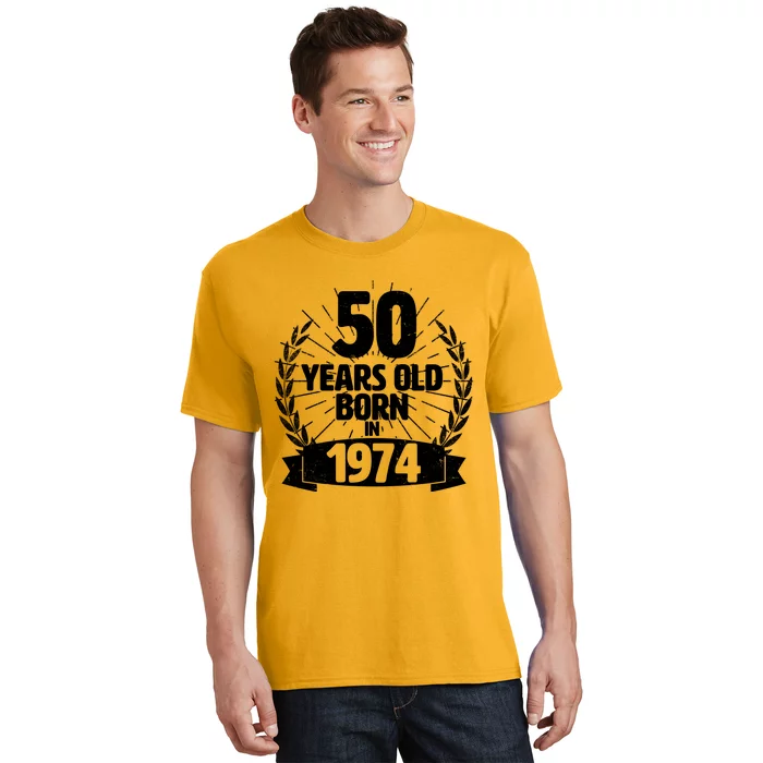 Vintage Wreath 50 Years Old Born In 1974 Birthday T-Shirt