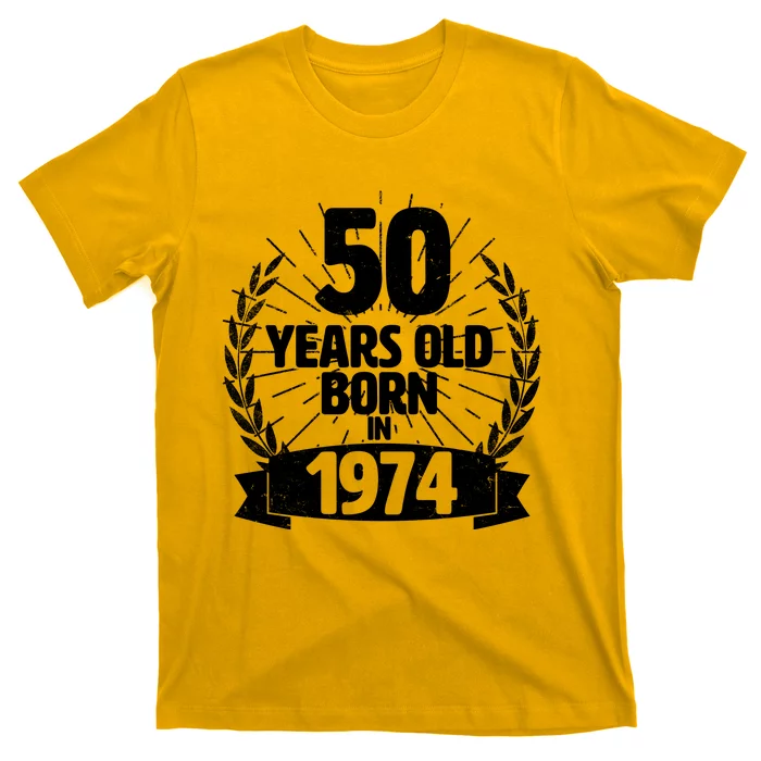 Vintage Wreath 50 Years Old Born In 1974 Birthday T-Shirt