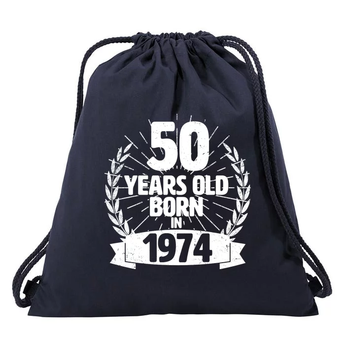 Vintage Wreath 50 Years Old Born In 1974 Birthday Drawstring Bag