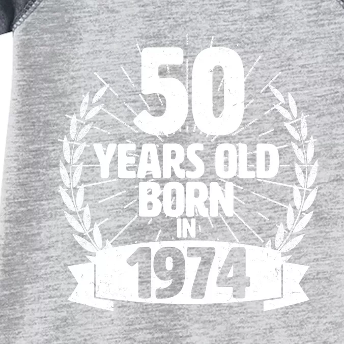 Vintage Wreath 50 Years Old Born In 1974 Birthday Infant Baby Jersey Bodysuit