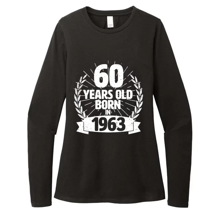 Vintage Wreath 60 Years Old Born In 1963 Birthday Womens CVC Long Sleeve Shirt