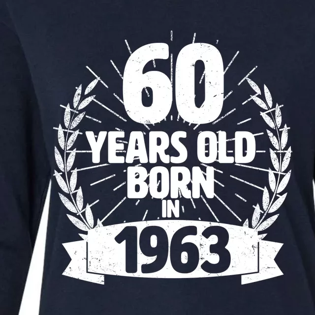 Vintage Wreath 60 Years Old Born In 1963 Birthday Womens Cotton Relaxed Long Sleeve T-Shirt