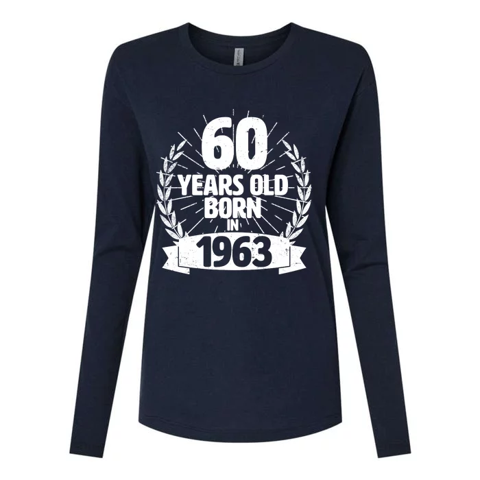 Vintage Wreath 60 Years Old Born In 1963 Birthday Womens Cotton Relaxed Long Sleeve T-Shirt