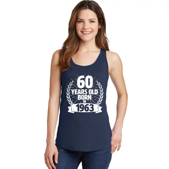 Vintage Wreath 60 Years Old Born In 1963 Birthday Ladies Essential Tank