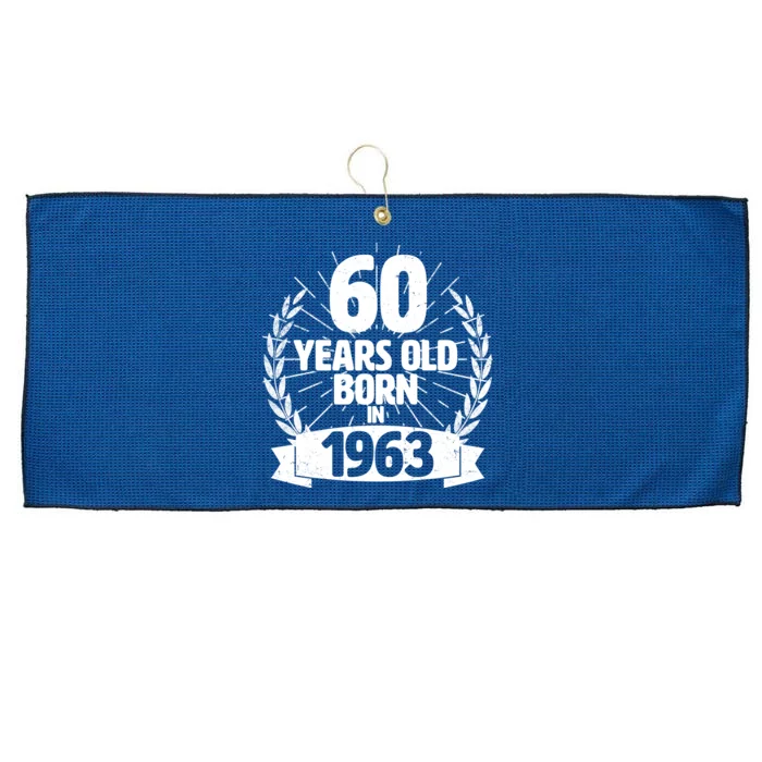 Vintage Wreath 60 Years Old Born In 1963 Birthday Large Microfiber Waffle Golf Towel